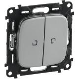  - Legrand Valena ALLURE DIY Алюминий переключатель 2-клавишный с подсветкой 10А 250В (752909)