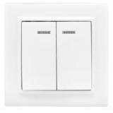  - Выключатель 2-кл. СП Минск 10А IP20 с индикатором бел. Basic EKF ERV10-123-10