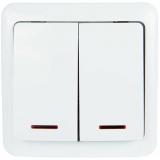  - Выключатель 2-кл. 1п ОП Viola 10А IP20 с подсветкой бел. LEZARD 751-0200-112