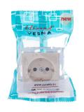  - Розетка 1-м СП Vesna с заземл. защ. шторки ПБТ механизм крем. LEZARD 742-0388-124B