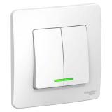  - Выключатель 2-кл. СП Blanca 10А IP20 (сх. 5) 250В с подсветкой бел. SE BLNVS010511