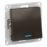  - Переключатель проходной 1-кл. СП AtlasDesign 10А IP20 (сх. 6а) 10AX с подсветкой механизм мокко SE ATN000663