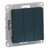  - Выключатель 3-кл. СП AtlasDesign 10А IP20 (сх. 1+1+1) 10AX механизм изумруд SE ATN000831