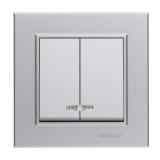  - Выключатель 2-кл. СП Karea 10А IP20 сереб. Makel 56065003
